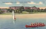 A canoe crew from Florida Southern College practices on Lake Hollingsworth.  Postmarked 1957