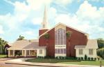 First Church of Christ, Scientist - North Gate Shopping Center - The spire rises 110 feet above the ground, and is cast from pure alumimun in oak leaf and acorn design. Flood lighted inside and out, it is a gem of brilliance at night.